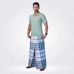 Light Powder Green Matching Lungi with T-Shirt Combo